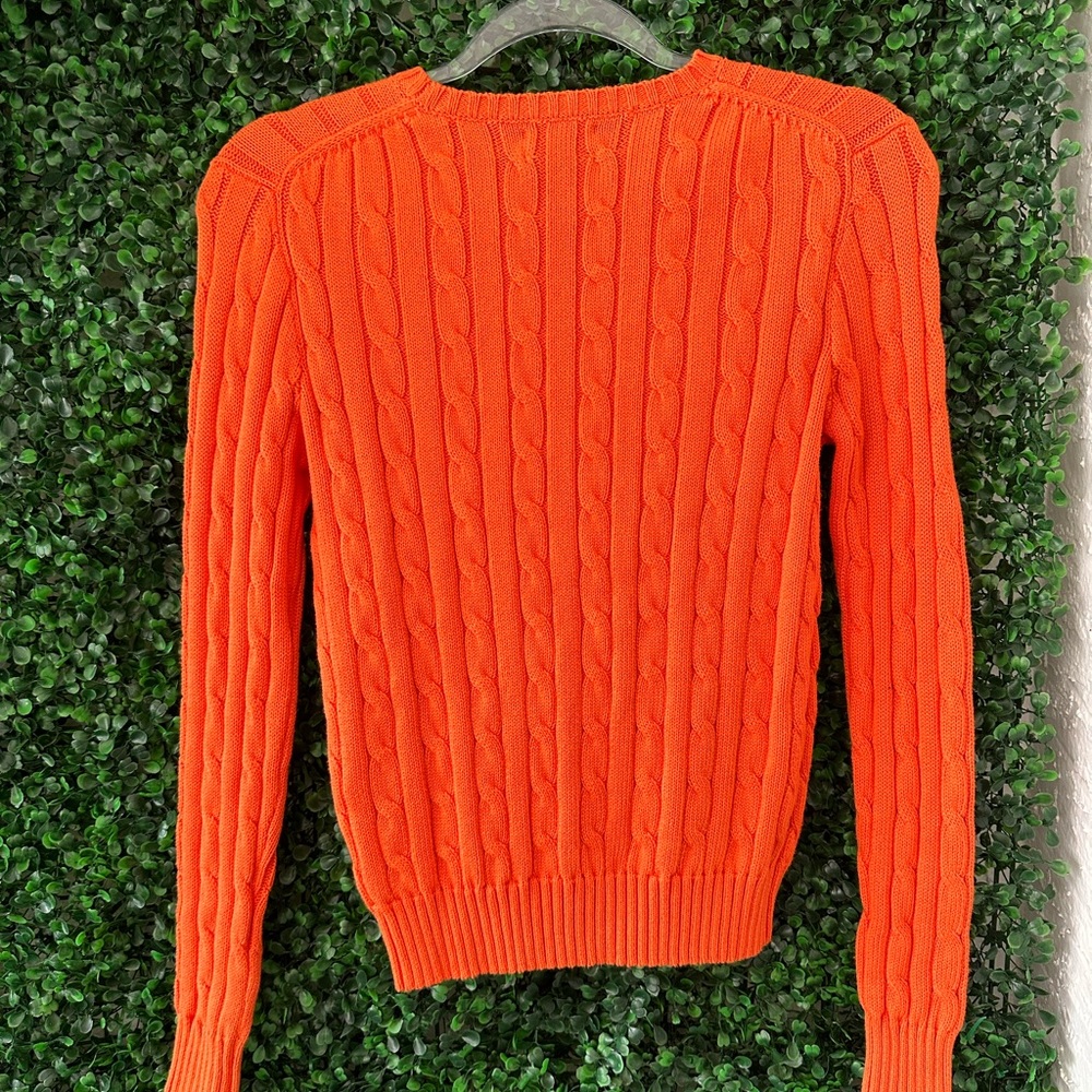 Ralph Lauren Orange Cable-Knit Crewneck Sweater - Picture 4 of 5